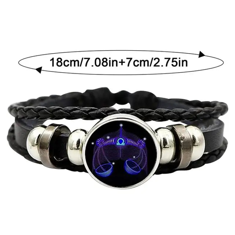 12 Zodiac Signs Constellation Charm Luminous Bracelet Men Women Fashion Multilayer Weave Leather Bracelet & Bangle Birthday Gift