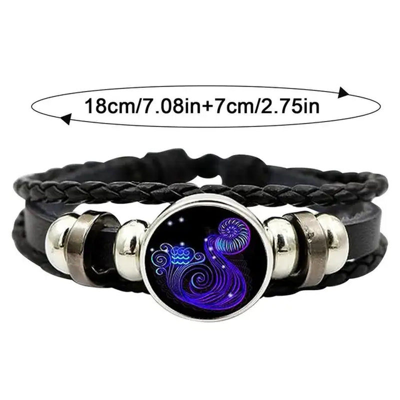 12 Zodiac Signs Constellation Charm Luminous Bracelet Men Women Fashion Multilayer Weave Leather Bracelet & Bangle Birthday Gift