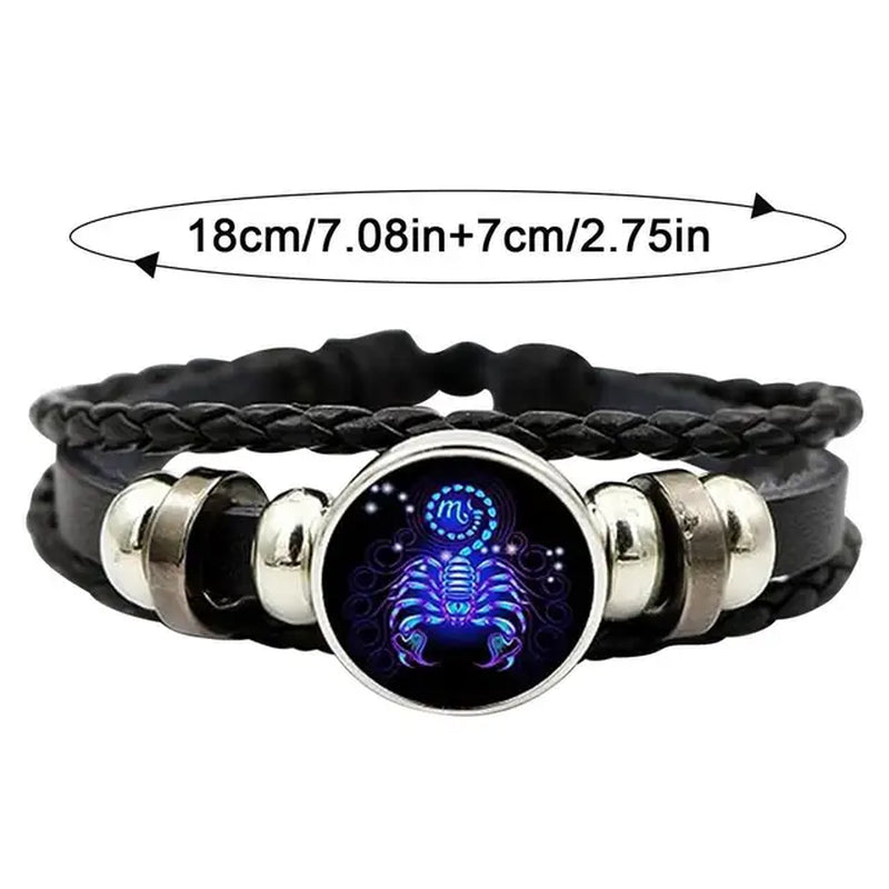 12 Zodiac Signs Constellation Charm Luminous Bracelet Men Women Fashion Multilayer Weave Leather Bracelet & Bangle Birthday Gift