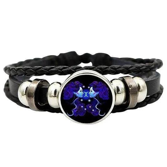 12 Zodiac Signs Constellation Charm Luminous Bracelet Men Women Fashion Multilayer Weave Leather Bracelet & Bangle Birthday Gift