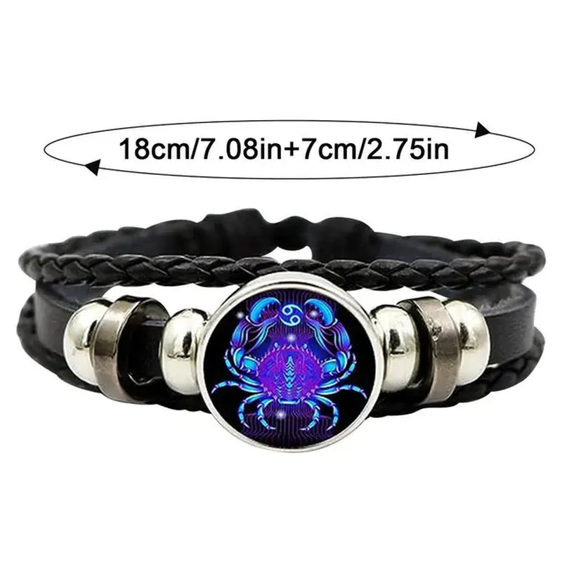 12 Zodiac Signs Constellation Charm Luminous Bracelet Men Women Fashion Multilayer Weave Leather Bracelet & Bangle Birthday Gift